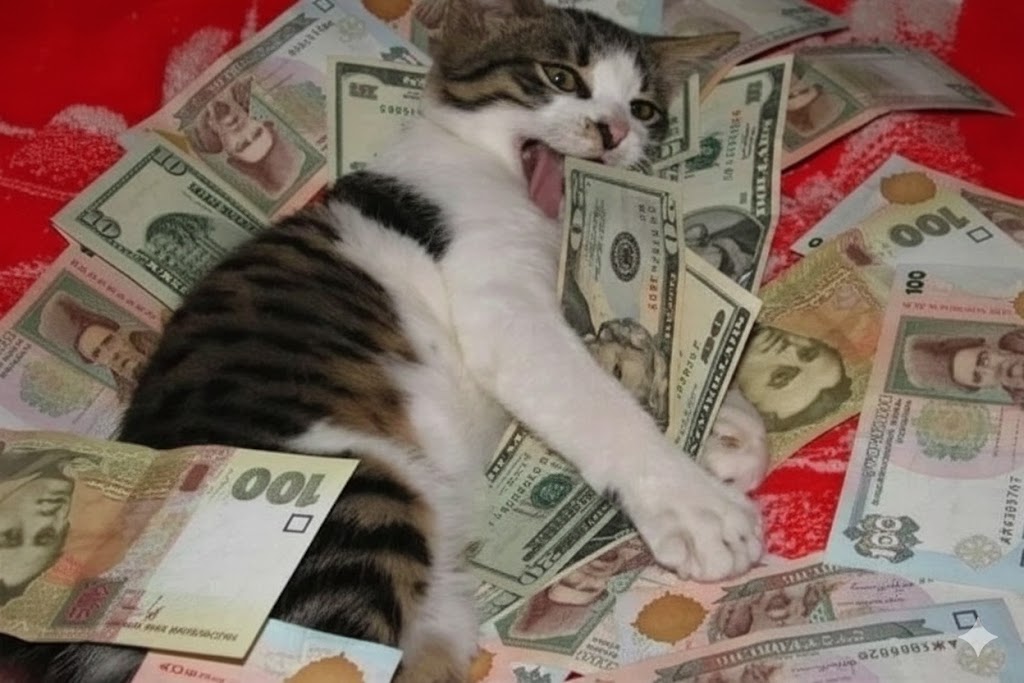 402 cat with money